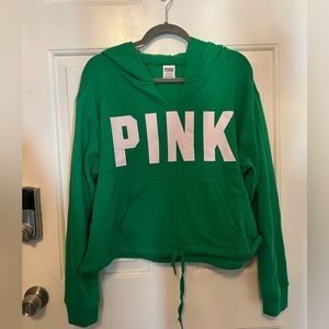 Victorias Secret PINK green cropped hoodie- size large